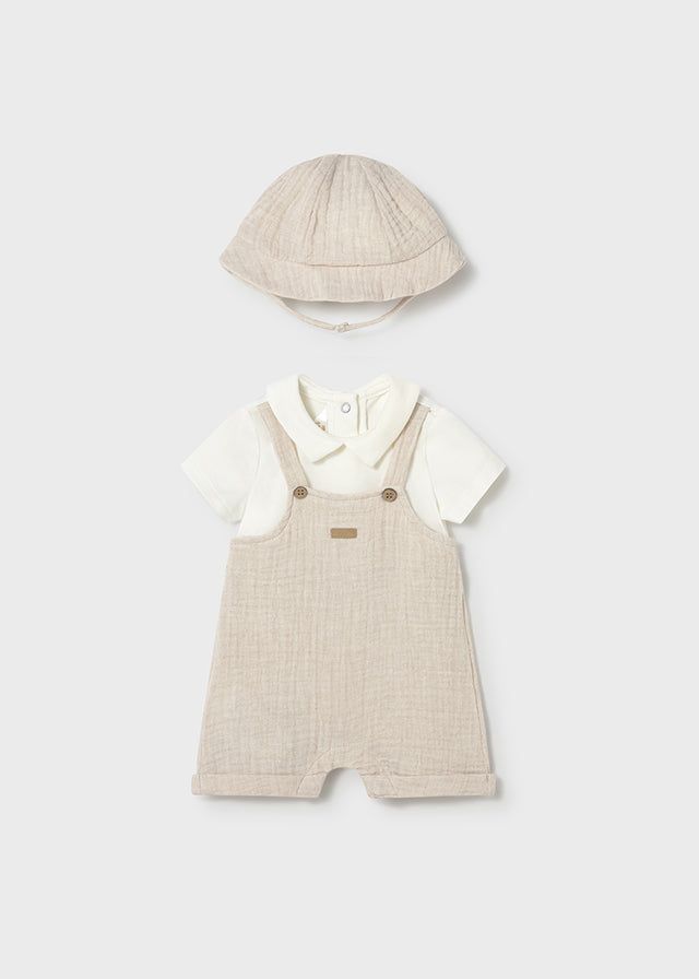 Pagliaccetto finta salopette con cappello neonato Mayoral Newborn beige Mayoral 0-1 Mesi 55cm