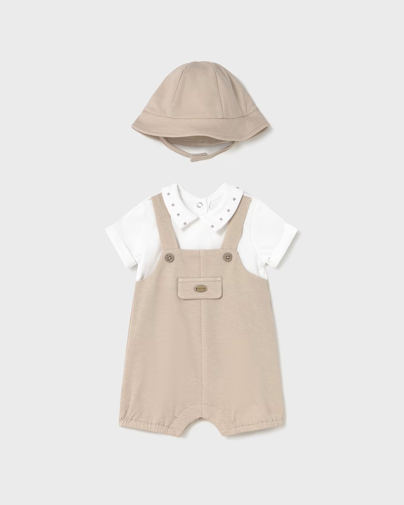 Pagliaccetto finta salopette con cappello neonato Mayoral Newborn beige Mayoral Beige