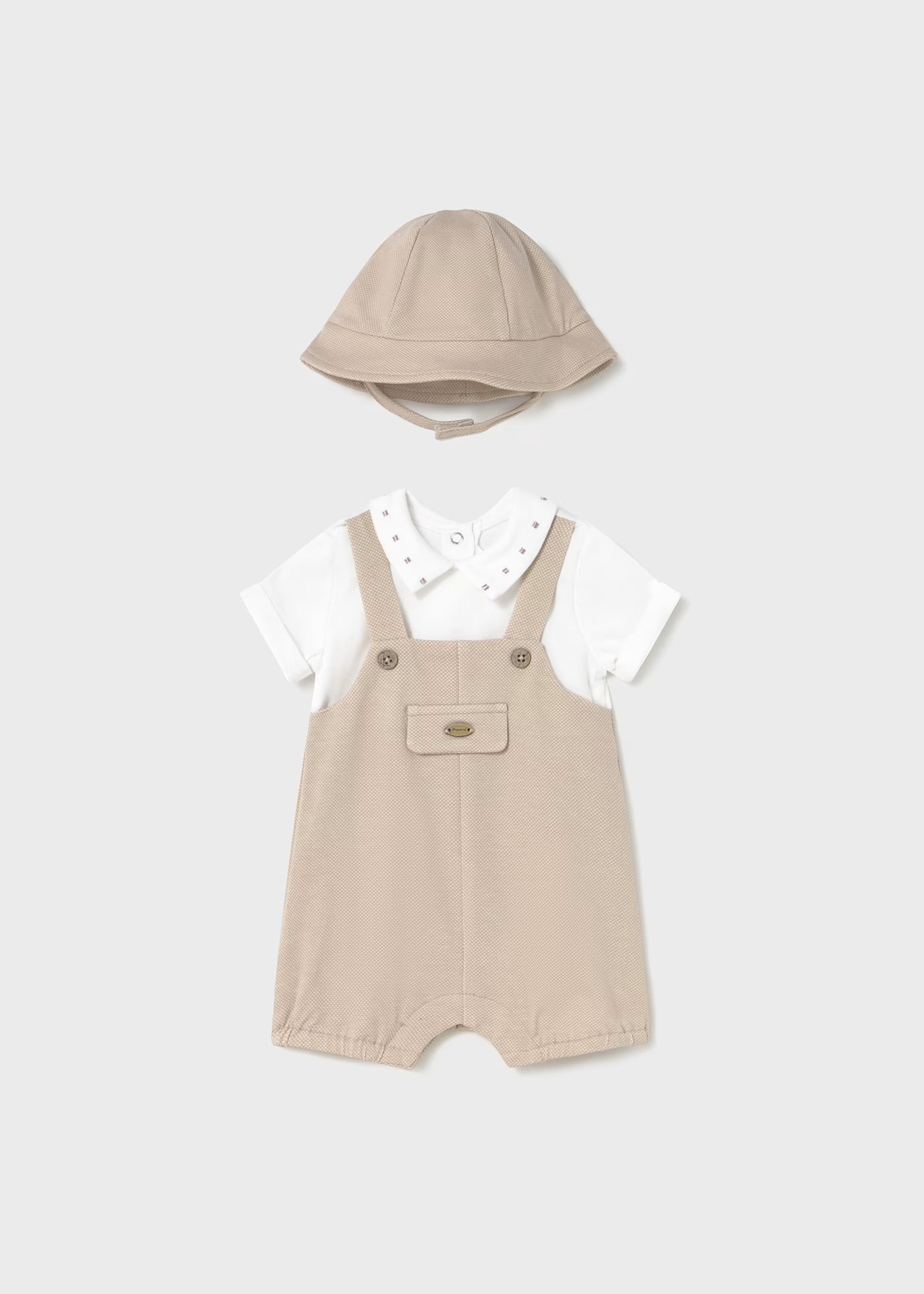 Pagliaccetto finta salopette con cappello neonato Mayoral Newborn beige Mayoral Beige