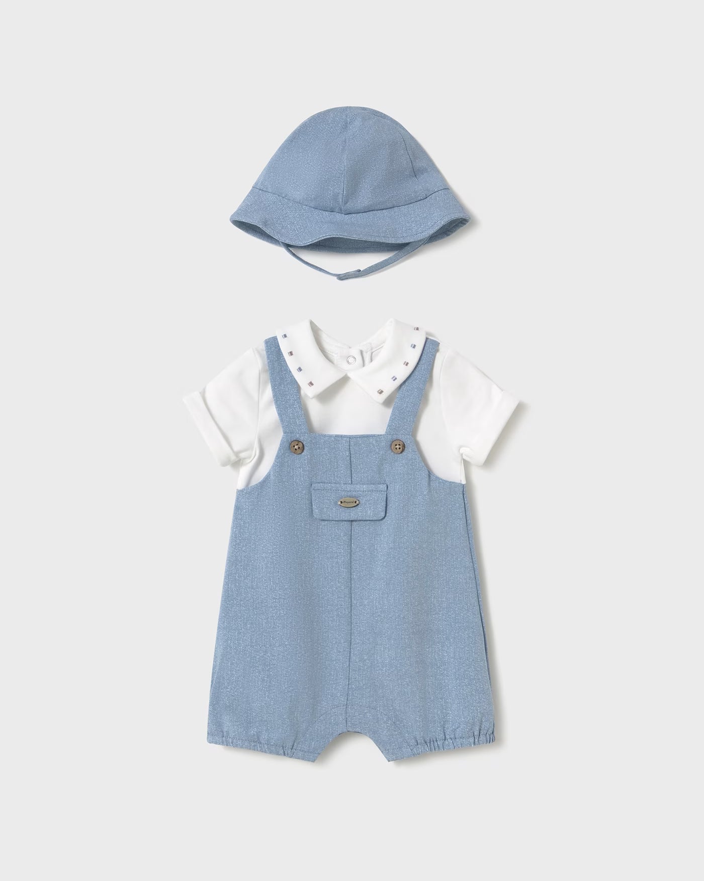 Pagliaccetto finta salopette con cappello neonato Mayoral Newborn blu riviera Mayoral 0-1 Mesi 55cm