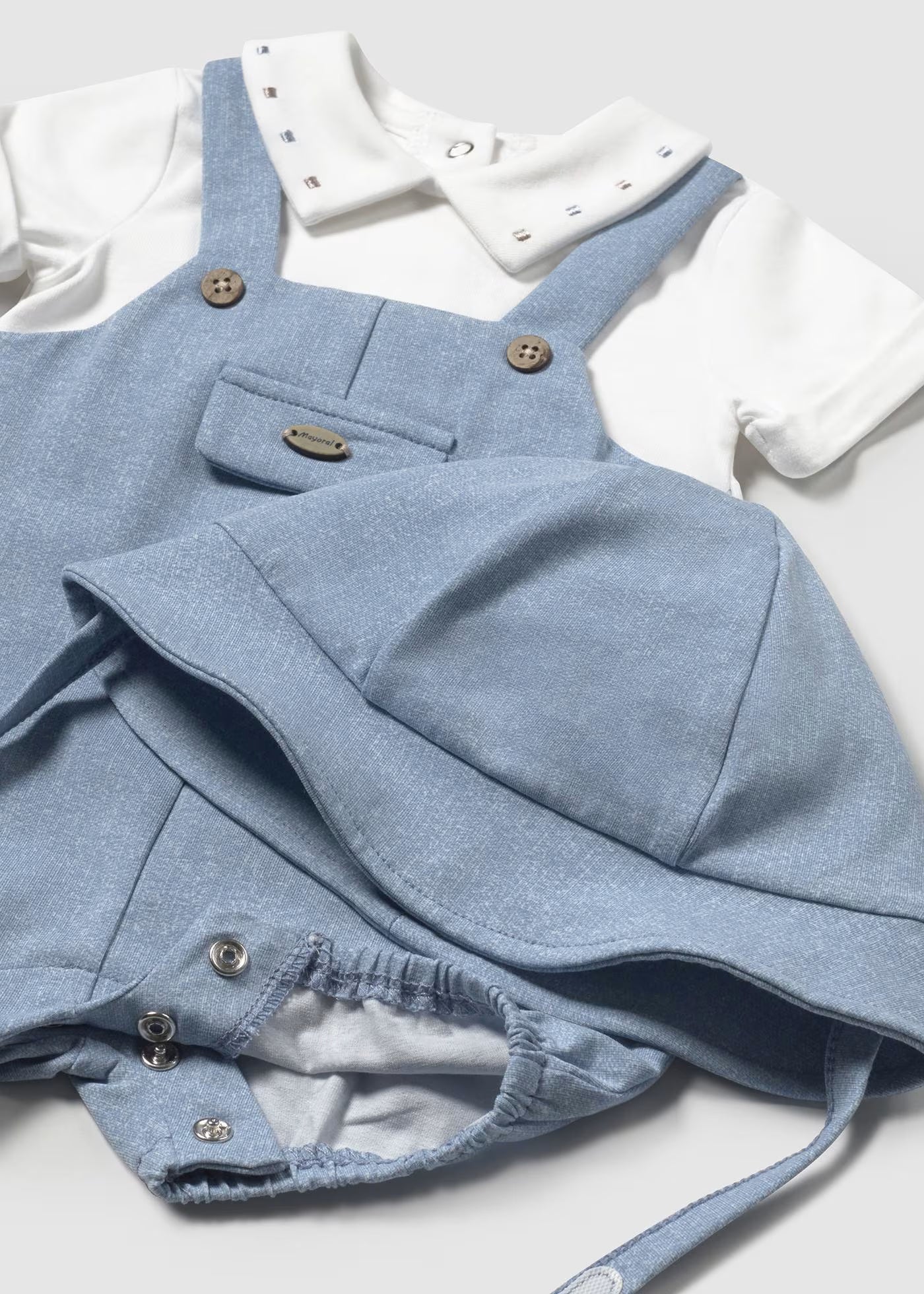 Pagliaccetto finta salopette con cappello neonato Mayoral Newborn blu riviera Mayoral 0-1 Mesi 55cm