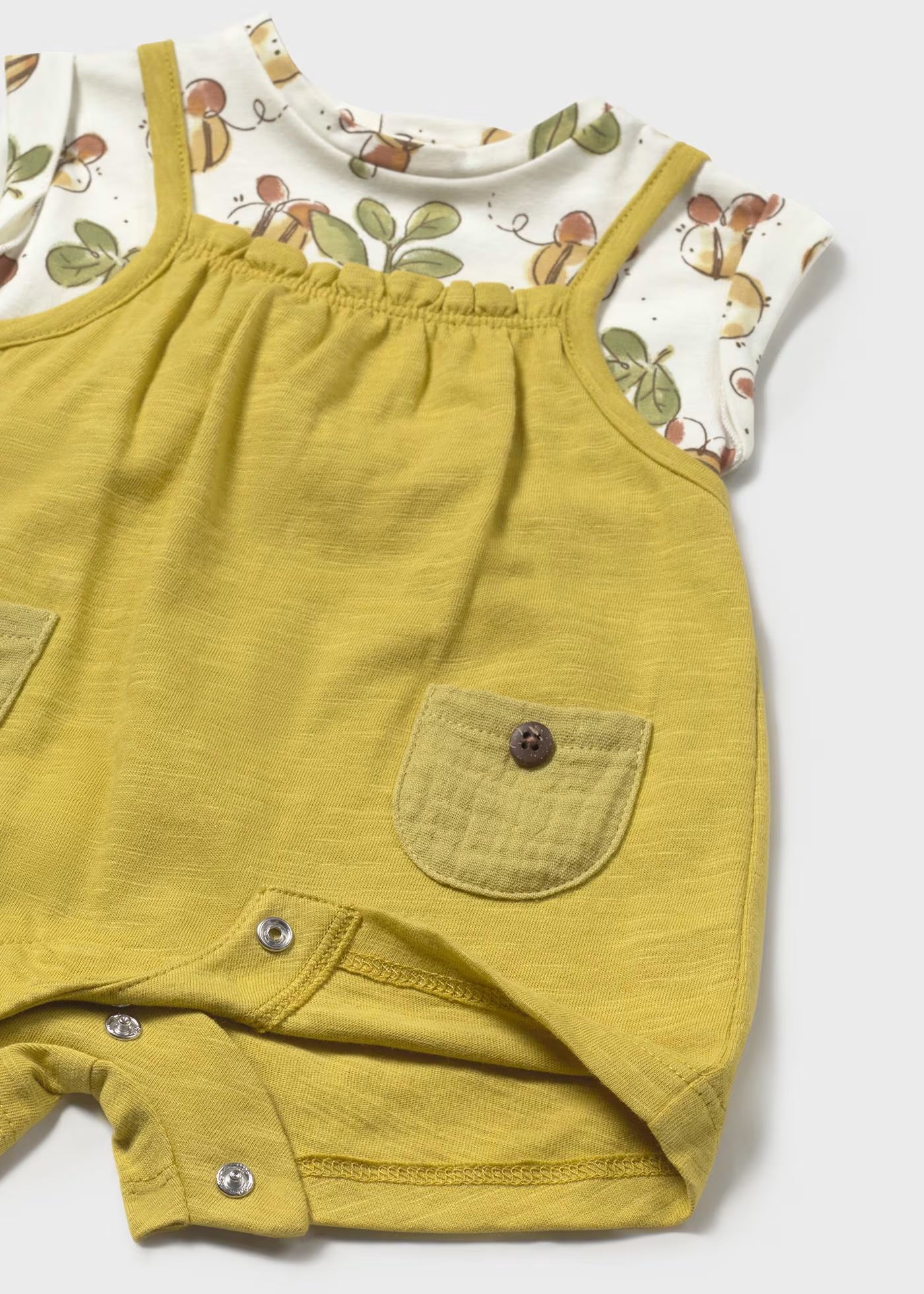 Pagliaccetto finta salopette neonata Mayoral Newborn Api oliva Mayoral Oliva