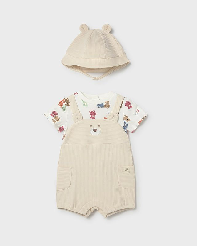 Pagliaccetto finta salopette neonato Mayoral Newborn beige orsetti Mayoral 0-1 Mesi 55cm