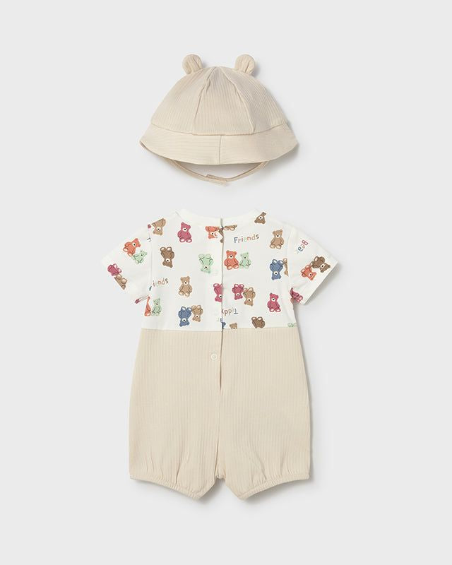 Pagliaccetto finta salopette neonato Mayoral Newborn beige orsetti Mayoral 0-1 Mesi 55cm