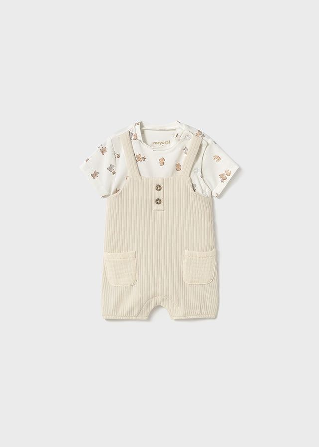 Pagliaccetto finta salopette unisex neonati Mayoral Newborn coniglietti Mayoral Beige