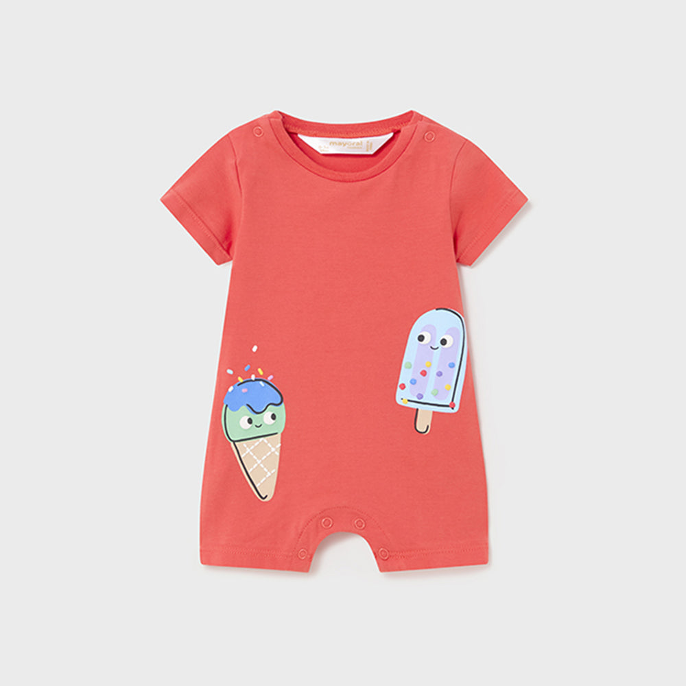 Pagliaccetto fresco cotone neonato Mayoral Newborn stampa Gelato Mayoral Celeste