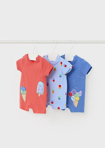 Pagliaccetto fresco cotone neonato Mayoral Newborn stampa Gelato Mayoral Celeste