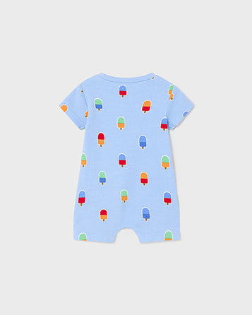 Pagliaccetto fresco cotone neonato Mayoral Newborn stampa Gelato Mayoral Celeste