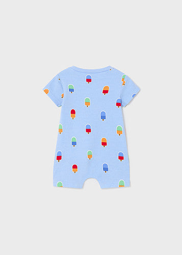 Pagliaccetto fresco cotone neonato Mayoral Newborn stampa Gelato Mayoral Celeste