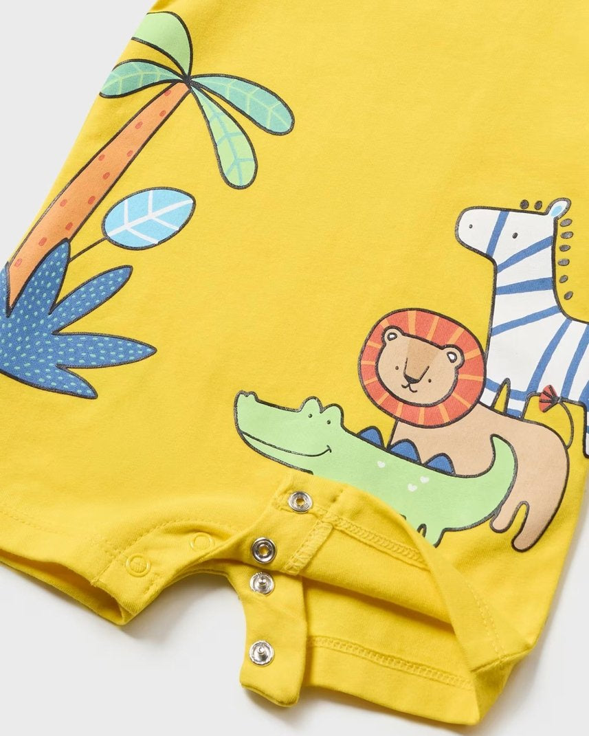 Pagliaccetto fresco cotone neonato Mayoral Newborn stampa Safari Mayoral Celeste