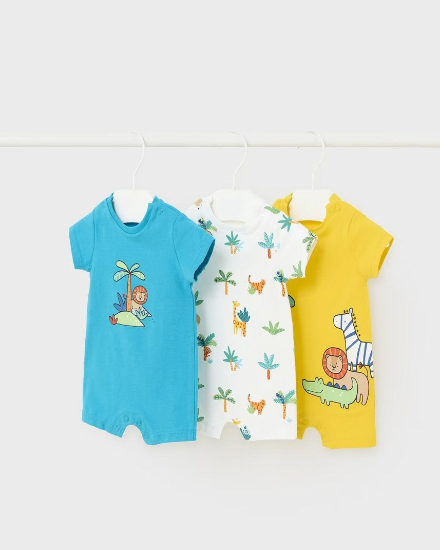 Pagliaccetto fresco cotone neonato Mayoral Newborn stampa Safari Mayoral Celeste