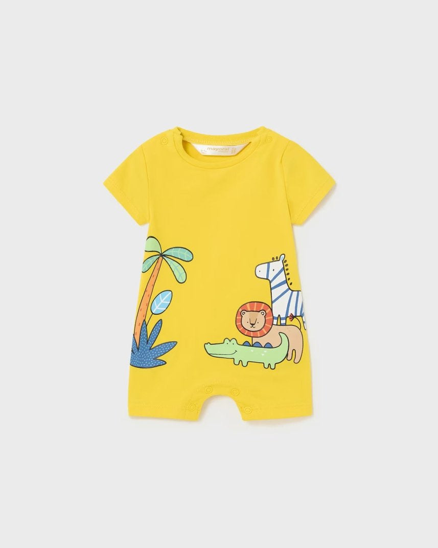 Pagliaccetto fresco cotone neonato Mayoral Newborn stampa Safari Mayoral Celeste