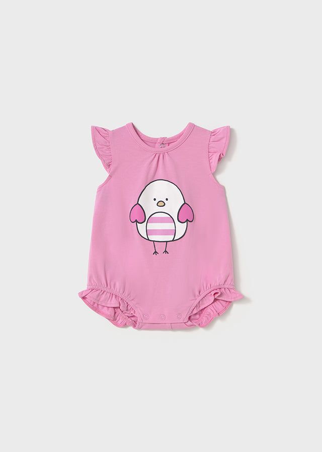 Pagliaccetto neonata Mayoral Newborn uccellini rosa tulipano Mayoral Tinta unita