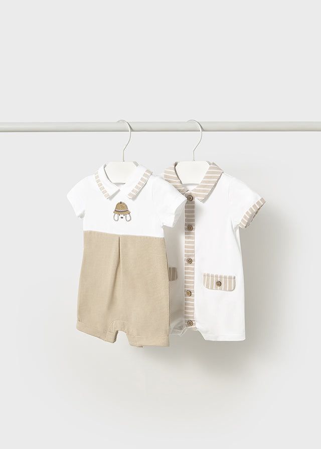 Pagliaccetto neonato Mayoral Newborn bianco e beige Mayoral Bianco