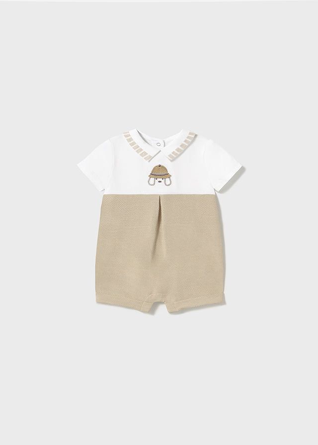 Pagliaccetto neonato Mayoral Newborn bianco e beige Mayoral Bianco