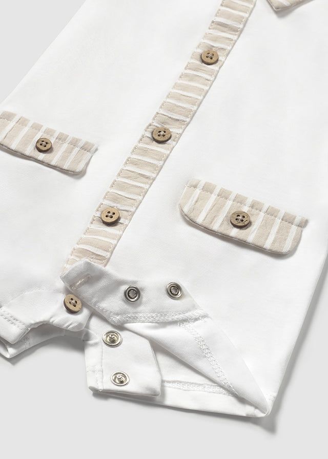Pagliaccetto neonato Mayoral Newborn bianco e beige Mayoral Bianco