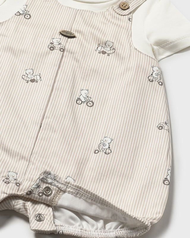 Pagliaccetto neonato Mayoral Newborn righe beige veicoli orsetti Mayoral 0-1 Mesi 55cm