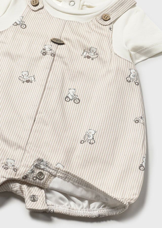 Pagliaccetto neonato Mayoral Newborn righe beige veicoli orsetti Mayoral 0-1 Mesi 55cm