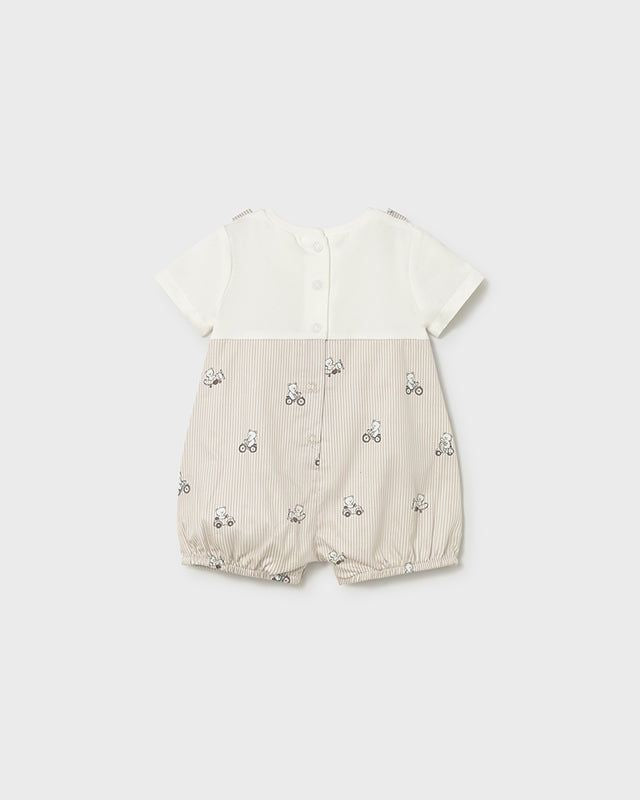 Pagliaccetto neonato Mayoral Newborn righe beige veicoli orsetti Mayoral 0-1 Mesi 55cm
