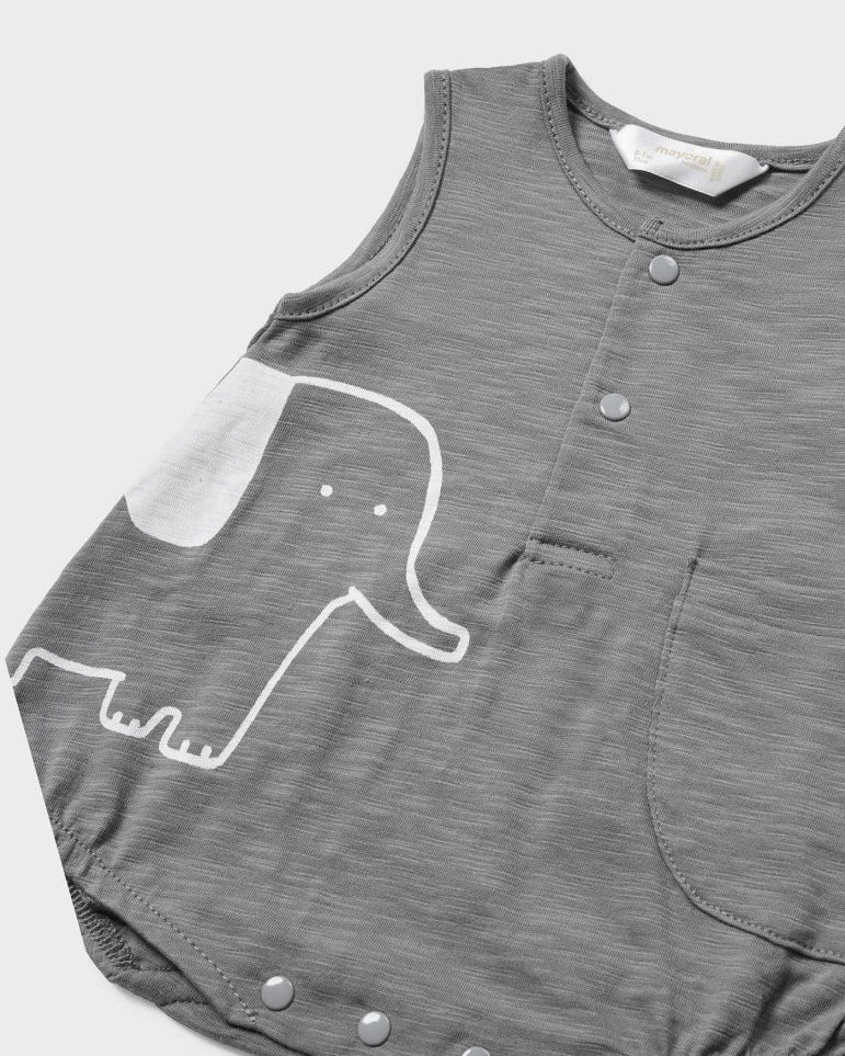 Pagliaccetto smanicato con cappello neonato Mayoral Newborn grigio - ErreGiModaBimbo