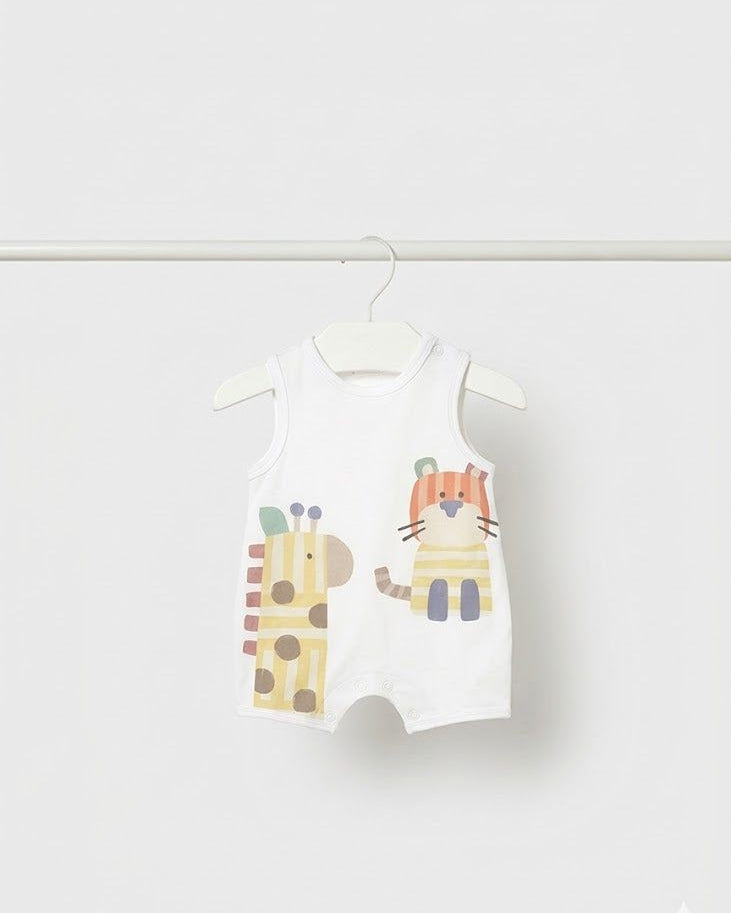 Pagliaccetto smanicato neonato Mayoral Newborn safari bianco Mayoral 0-1 Mesi 55cm