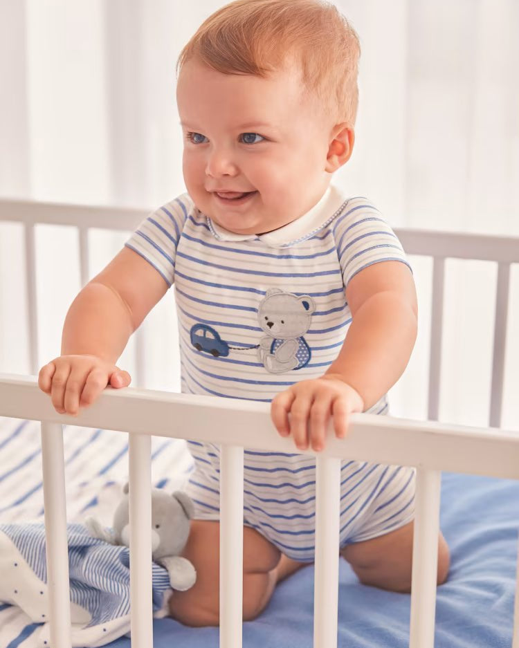 Paglieccetto motivo orsetto cotone neonato Mayoral Newborn righe royal - ErreGiModaBimbo