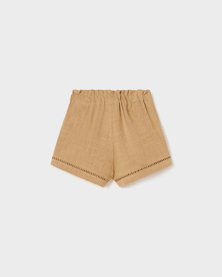 Pantalocino corto neonata Mayoral in lino caramello - ErreGiModaBimbo