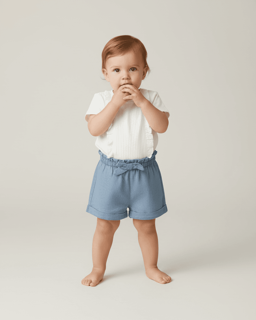 Pantaloncini fiocco neonata Mayoral Newborn blu jeans Mayoral Blu