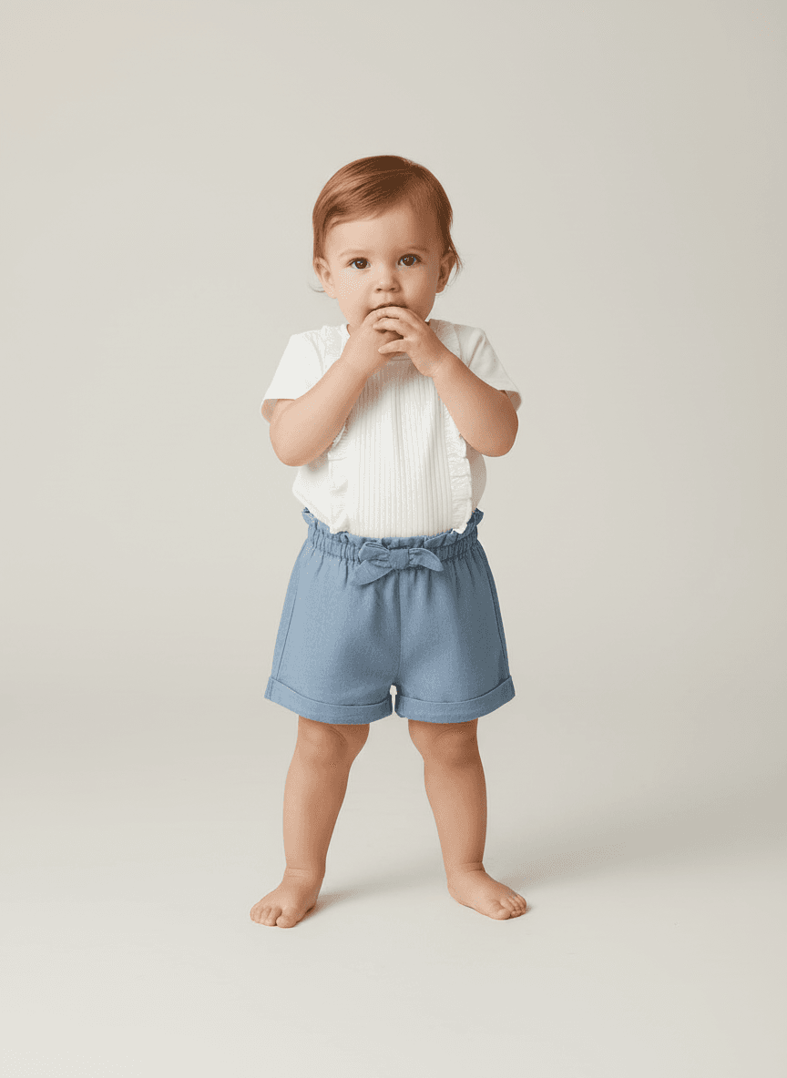 Pantaloncini fiocco neonata Mayoral Newborn blu jeans Mayoral Blu