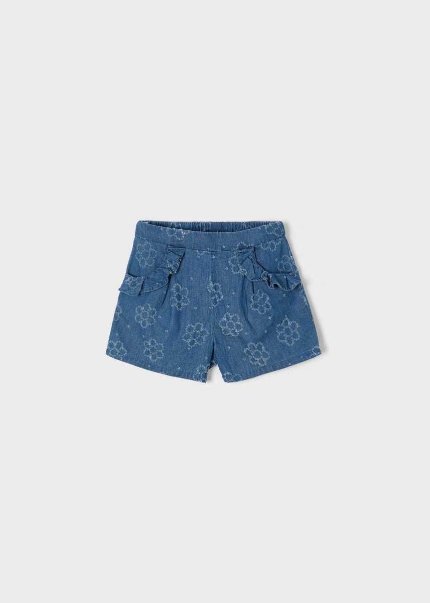 Pantaloncino jeans bambina Mayoral flower - ErreGiModaBimbo