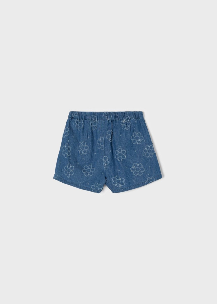Pantaloncino jeans bambina Mayoral flower - ErreGiModaBimbo