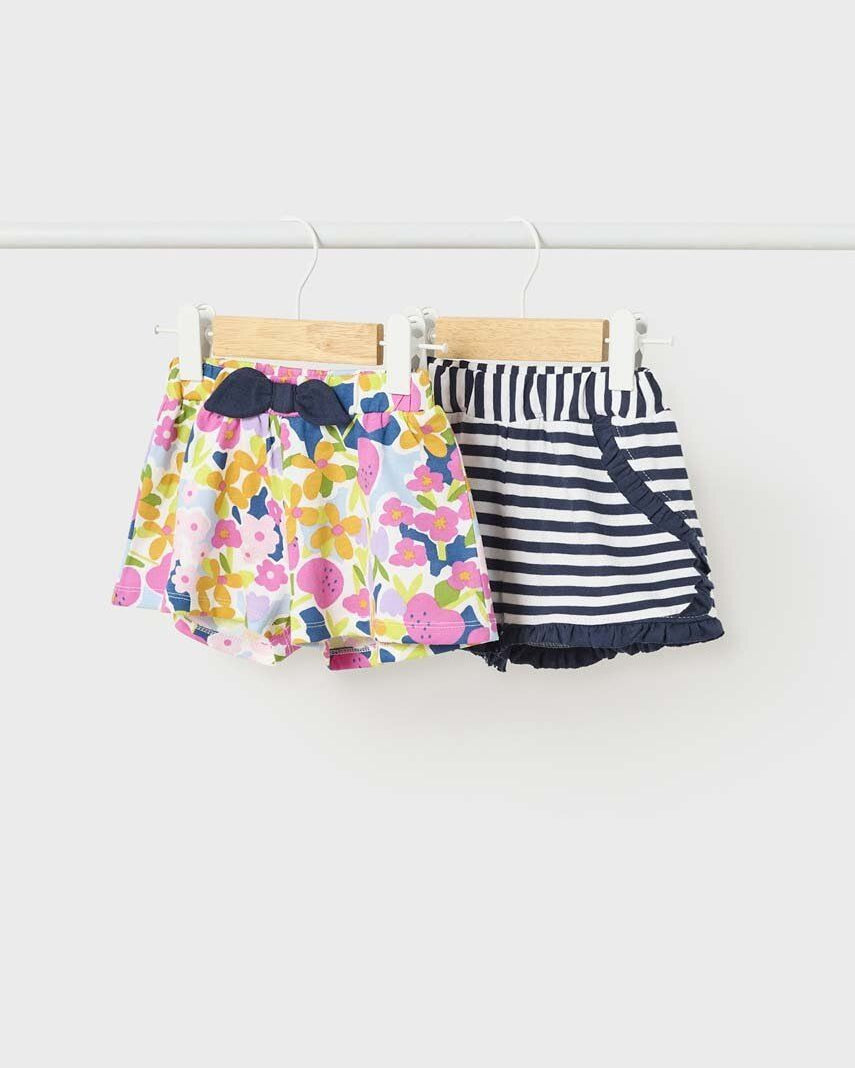 Pantaloncino neonata Mayoral floreale e righe blu marino Mayoral 6 Mesi 68cm