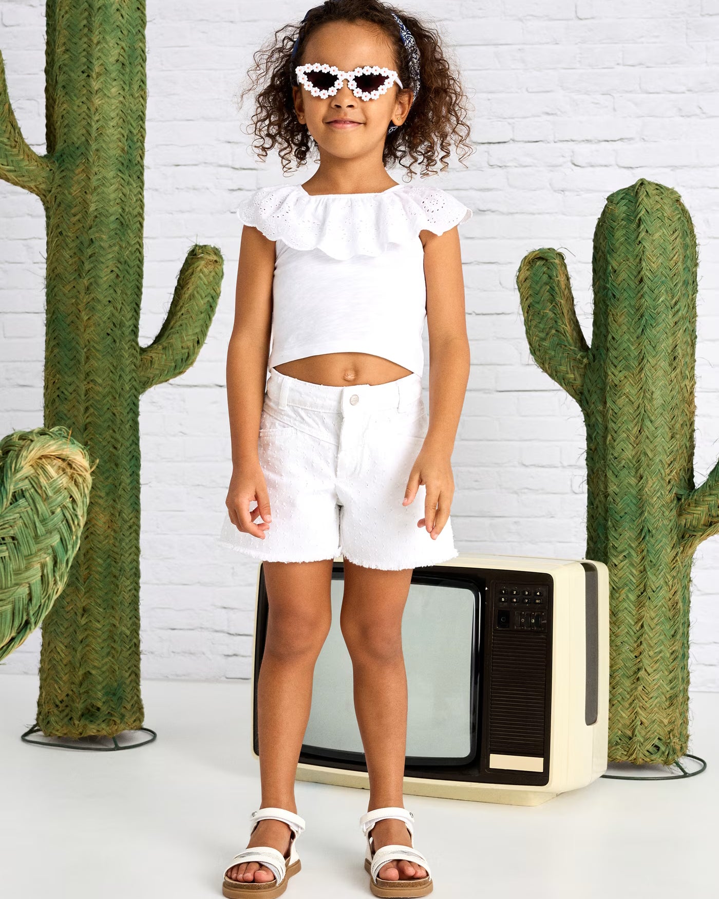 Pantaloncino orlo sfrangiato bambina Mayoral bianco Mayoral Bianco