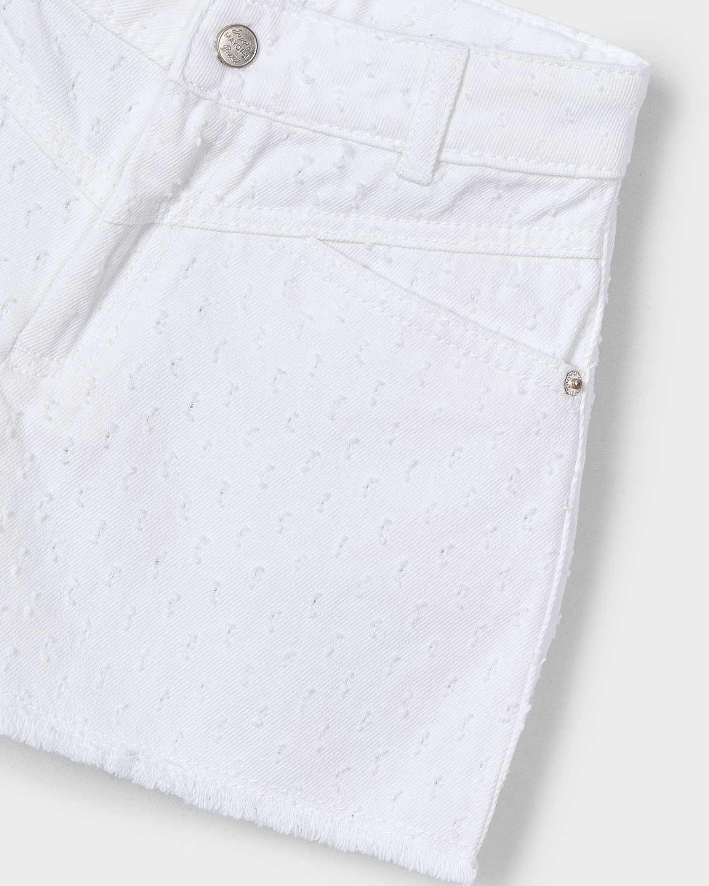 Pantaloncino orlo sfrangiato bambina Mayoral bianco Mayoral Bianco