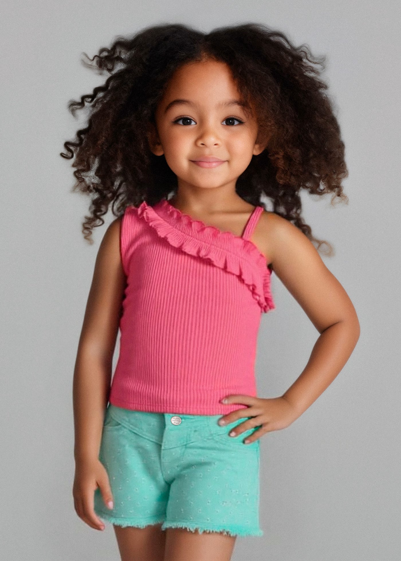 Pantaloncino orlo sfrangiato bambina Mayoral acqua Mayoral 2 Anni 92cm
