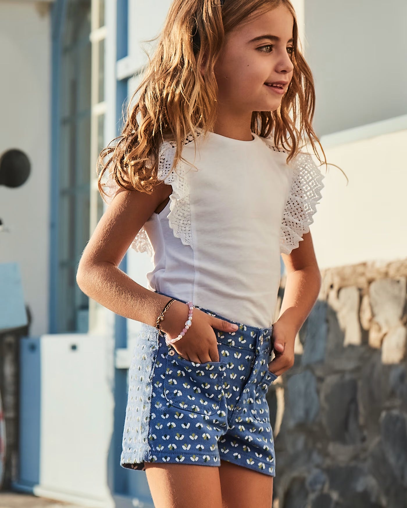 Pantaloncino stampato bambina Mayoral blu indaco fantasia Mayoral Indaco