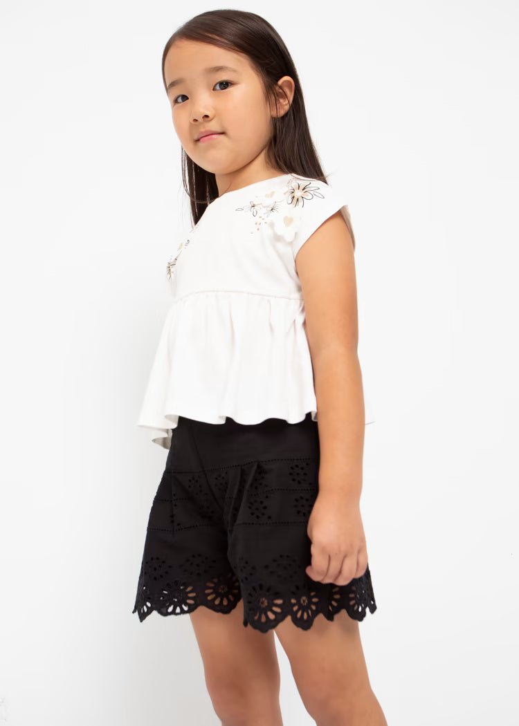Pantaloncino traforato cotone bambina Mayoral nero - ErreGiModaBimbo