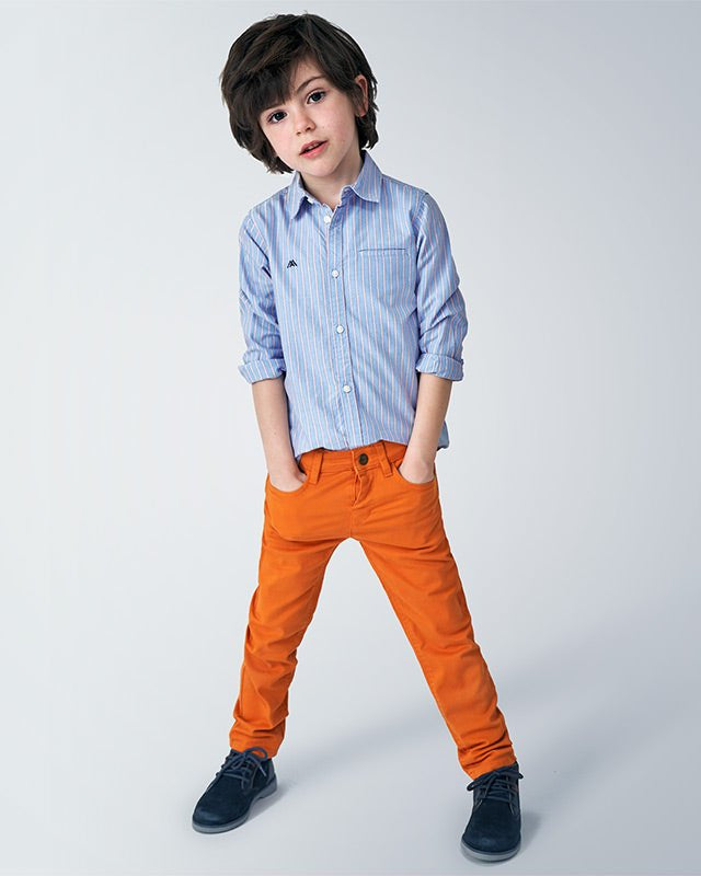 Pantalone basic bambino Mayoral 5 tasche slim fit arancione - ErreGiModaBimbo