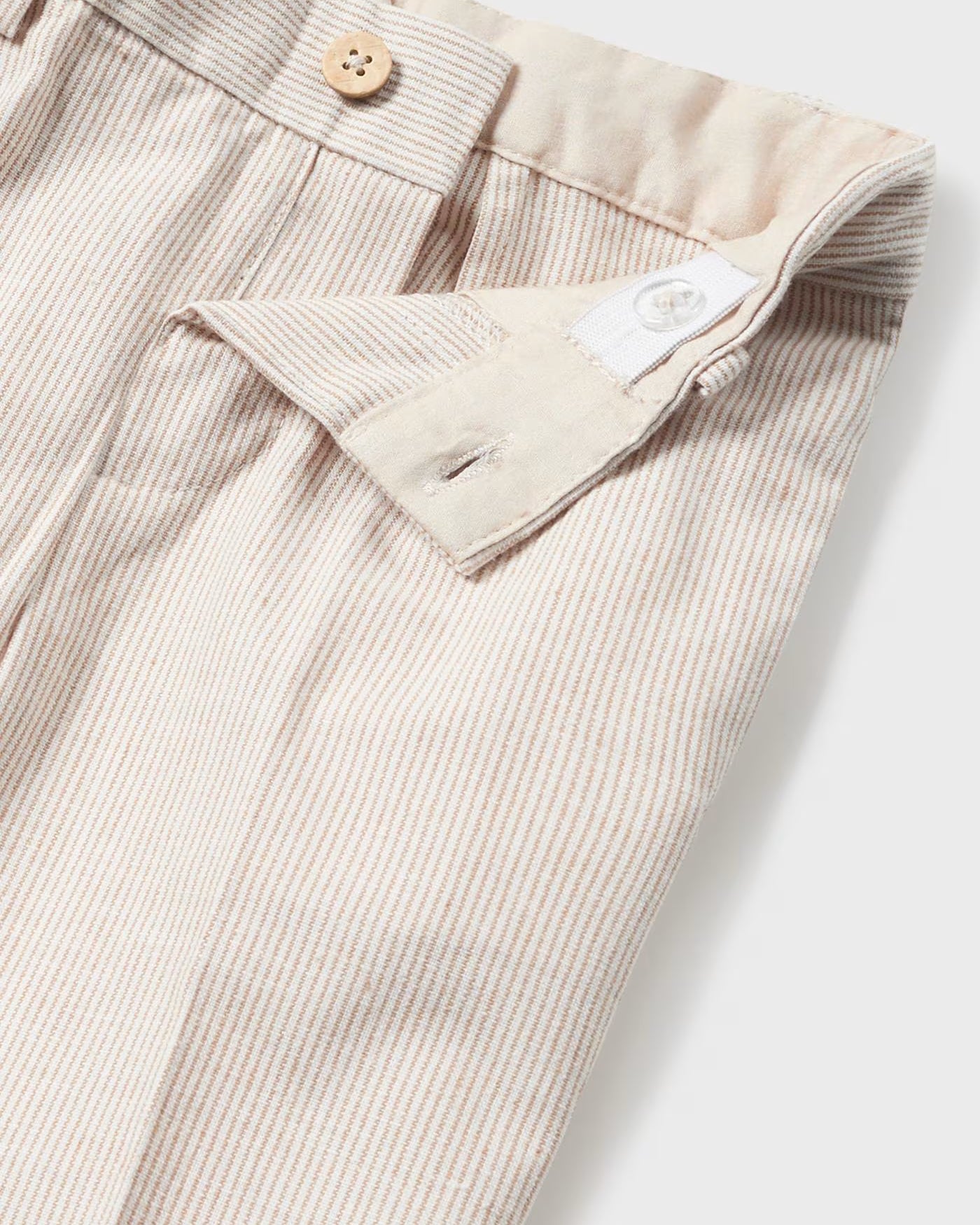 Pantalone chino in lino cerimonia neonato Mayoral righe beige Mayoral Beige