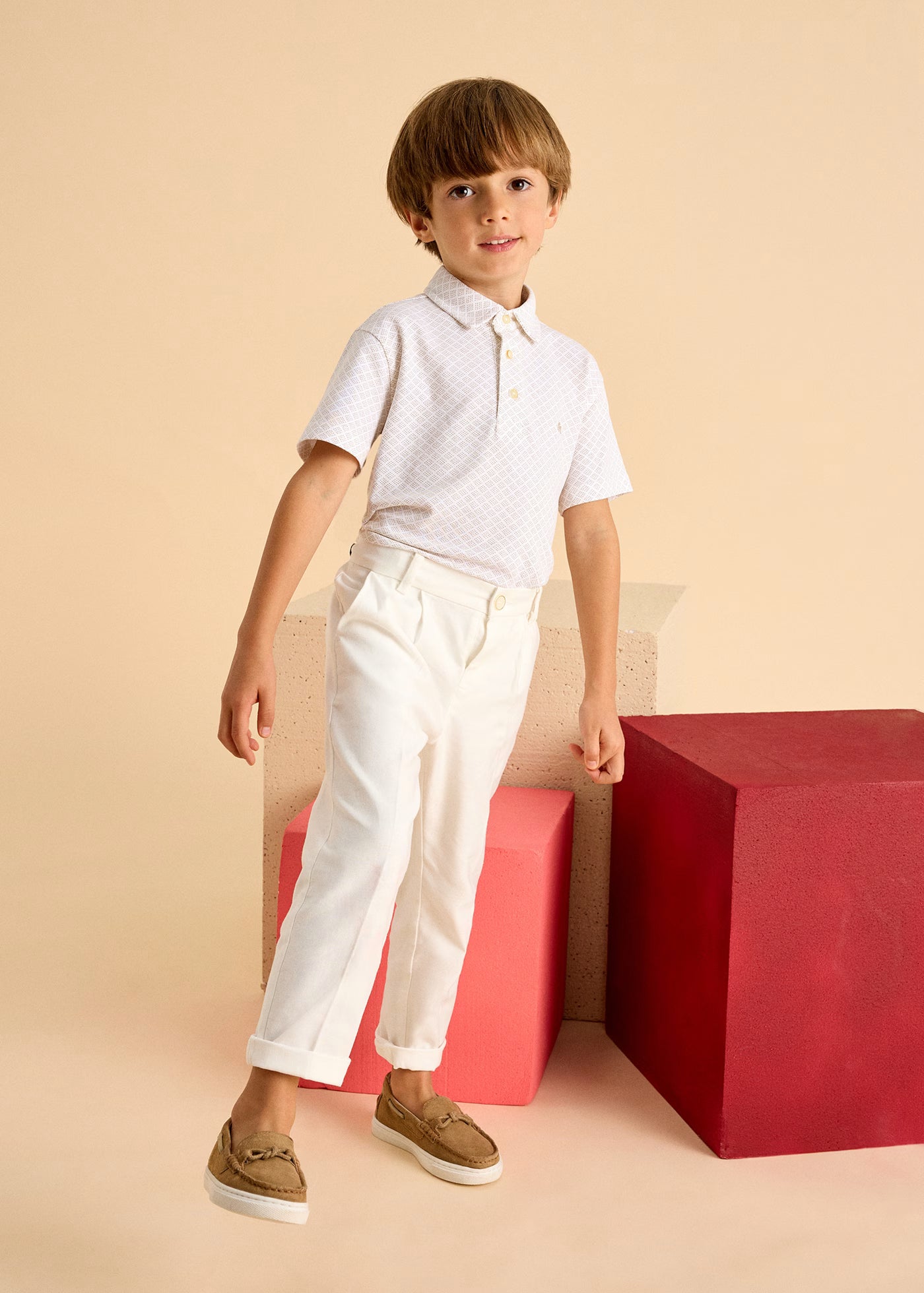 Pantalone elegante in lino bambino Mayoral panna Mayoral Panna