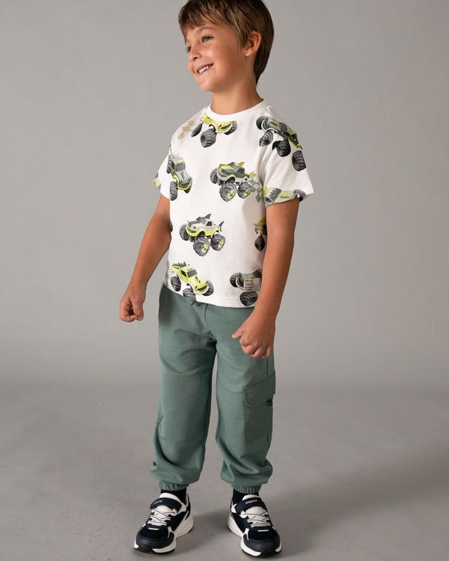 Pantalone cargo bambino verde Mayoral, comodo e resistente, abbigliamento primavera-estate