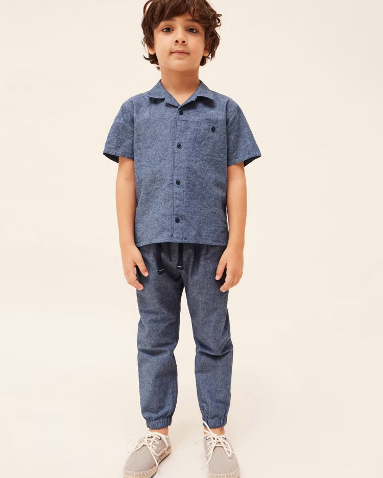 Pantalone lungo jogger lino bambino Mayoral azzurro - ErreGiModaBimbo