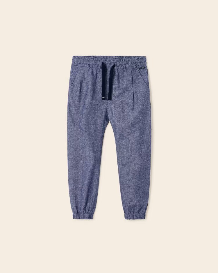Pantalone lungo jogger lino bambino Mayoral azzurro - ErreGiModaBimbo