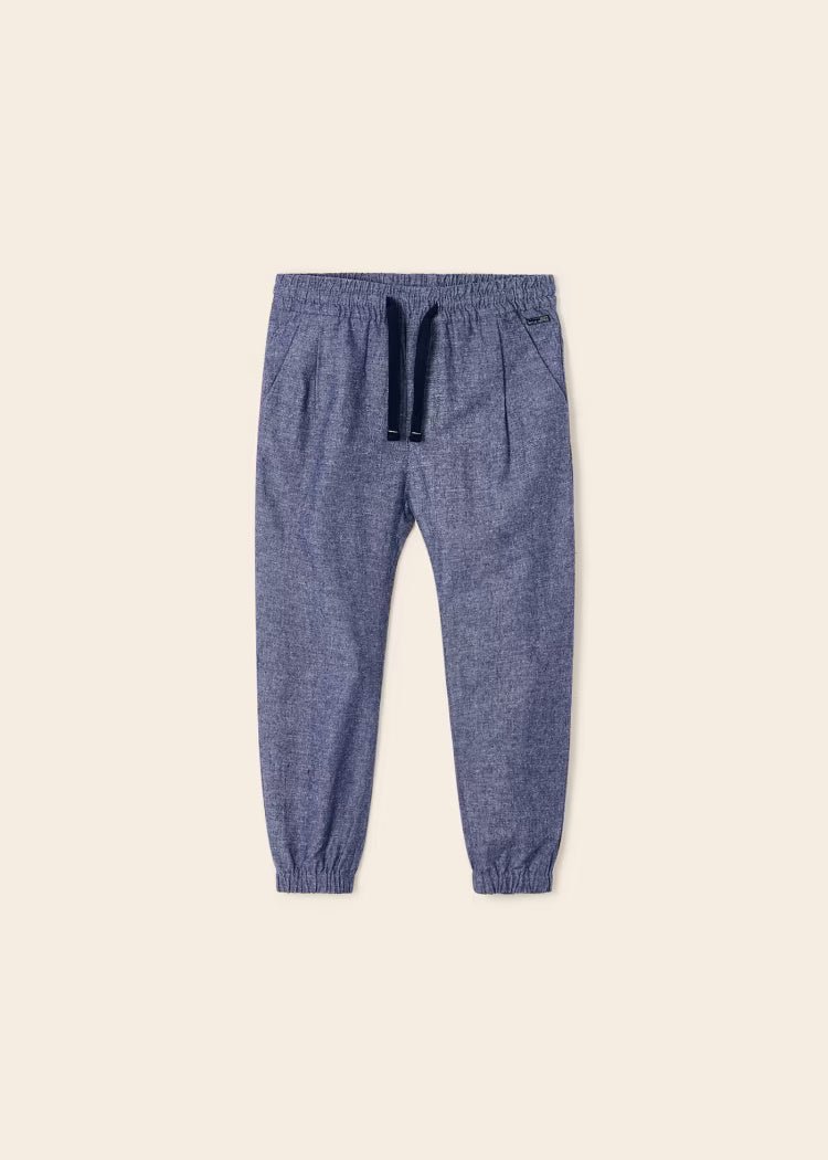 Pantalone lungo jogger lino bambino Mayoral azzurro - ErreGiModaBimbo
