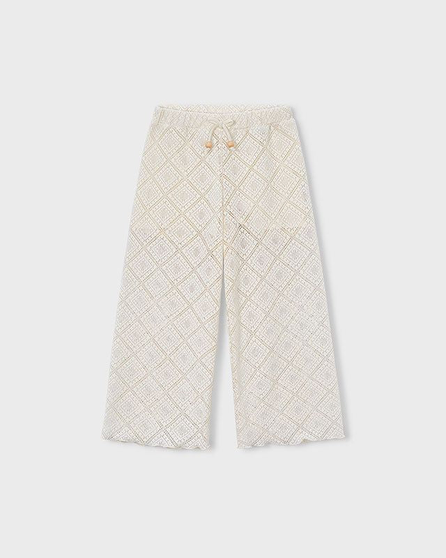 Pantalone bambina Mayoral ricamato e traforato primavera estate