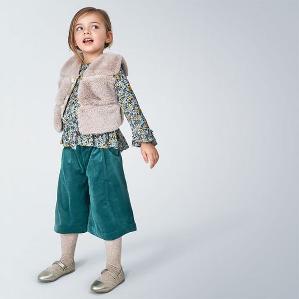 Pantalone palazzo bambina Mayoral velluto verde - ErreGiModaBimbo