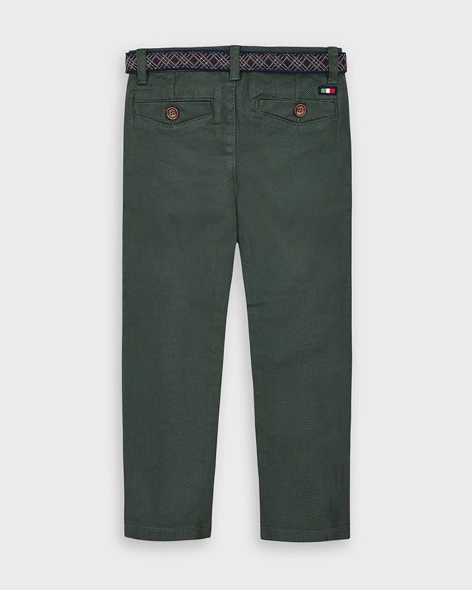 Pantaloni bambino Mayoral tessuto rigato verde con cintura - ErreGiModaBimbo