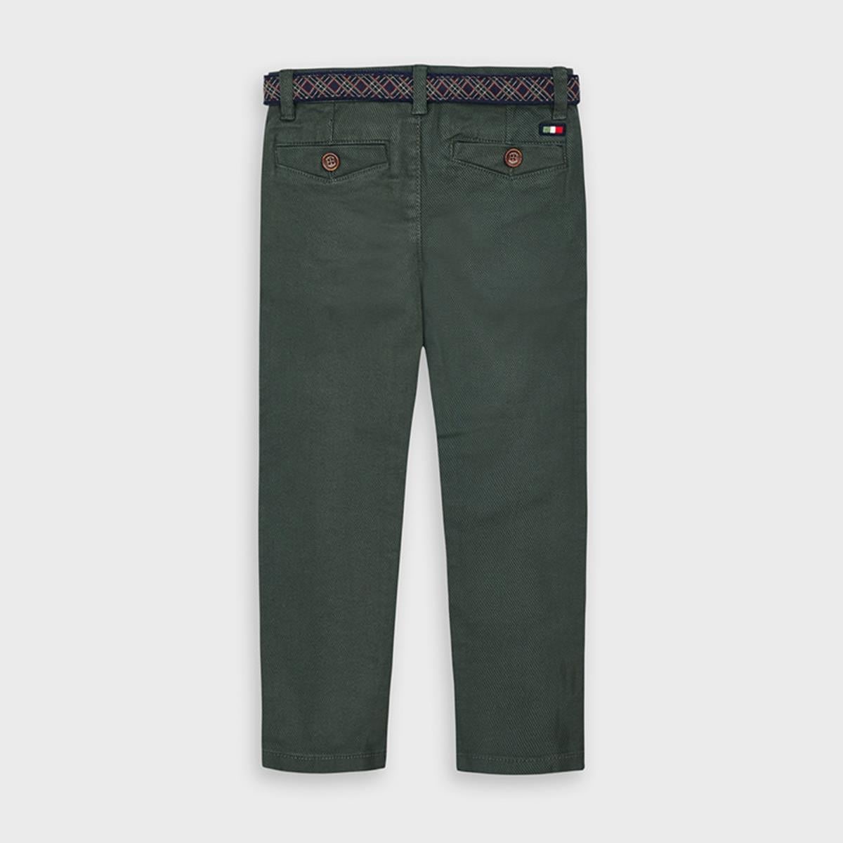 Pantaloni bambino Mayoral tessuto rigato verde con cintura - ErreGiModaBimbo