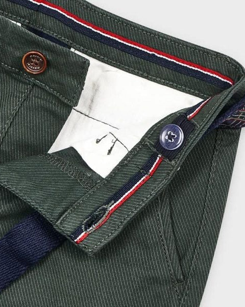 Pantaloni bambino Mayoral tessuto rigato verde con cintura - ErreGiModaBimbo
