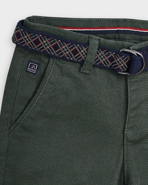 Pantaloni bambino Mayoral tessuto rigato verde con cintura - ErreGiModaBimbo